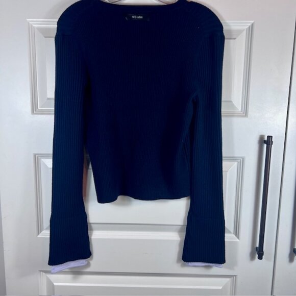 we-ar4 The Mercer Knit Navy Ribbed Crewneck Sweater Size L NWT - Picture 5 of 8
